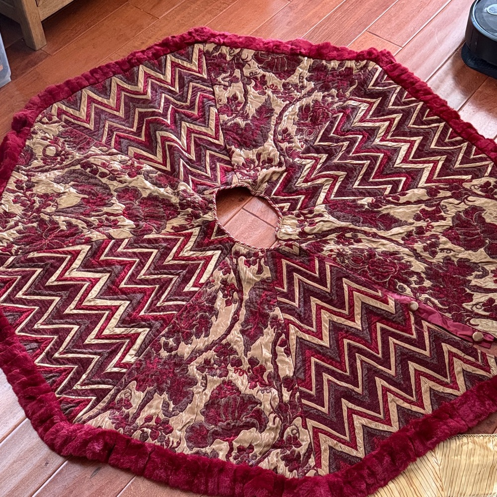 Burgundy and Gold Tree Skirt